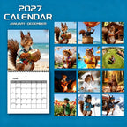 🐿️2027 Squirrel Wall Calendar – 12 Months of Playful Squirrel Portraits & Forest Moments