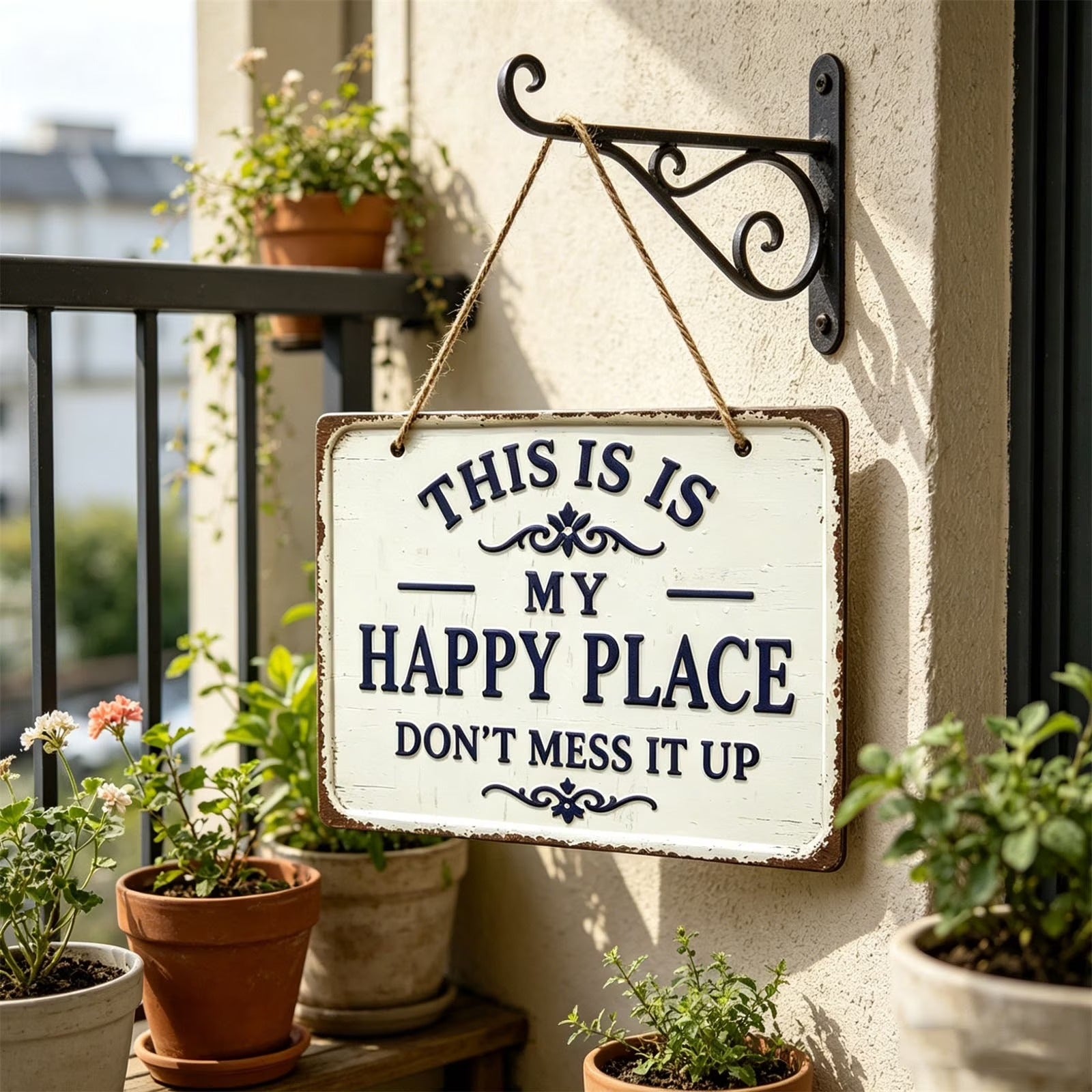 ⚡Last Day 49% OFF-Vintage Statement Metal Sign, "This Is My Happy Place Don't It up"
