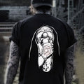 Chokehold Nun Religious Pattern Casual Black Print T-shirt