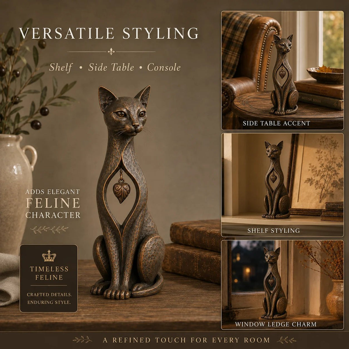 🐱❤️Vintage Iron Cat Figurine with Hanging Heart – Rustic Feline Home Decor Sculpture(📦Buy 2 Free Shipping)