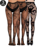3-Pack Halloween Fishnet Tights Mixed Pattern Set