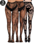 3-Pack Halloween Fishnet Tights Mixed Pattern Set