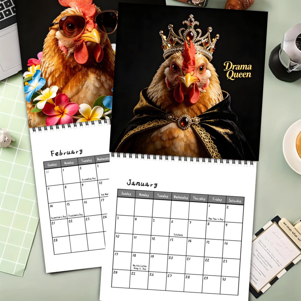 🐔 2027 Cluck Boss Calendar – 12 Months of Hilarious Chicken Portraits & Quirky Personalities