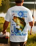 I've Got Fishing In My Veins And Jesus In My Heart All Over Print T-Shirt
