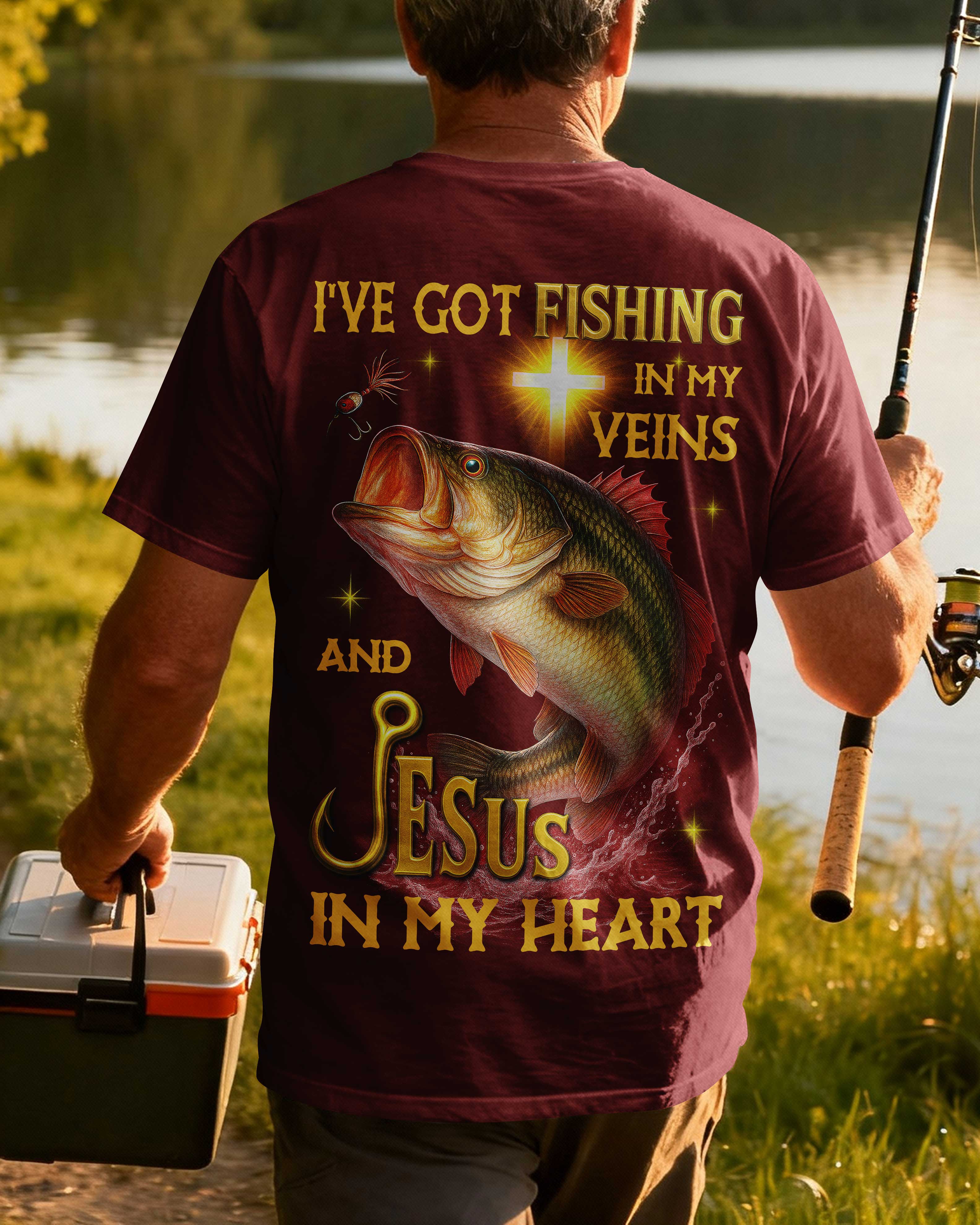 I've Got Fishing In My Veins And Jesus In My Heart All Over Print T-Shirt