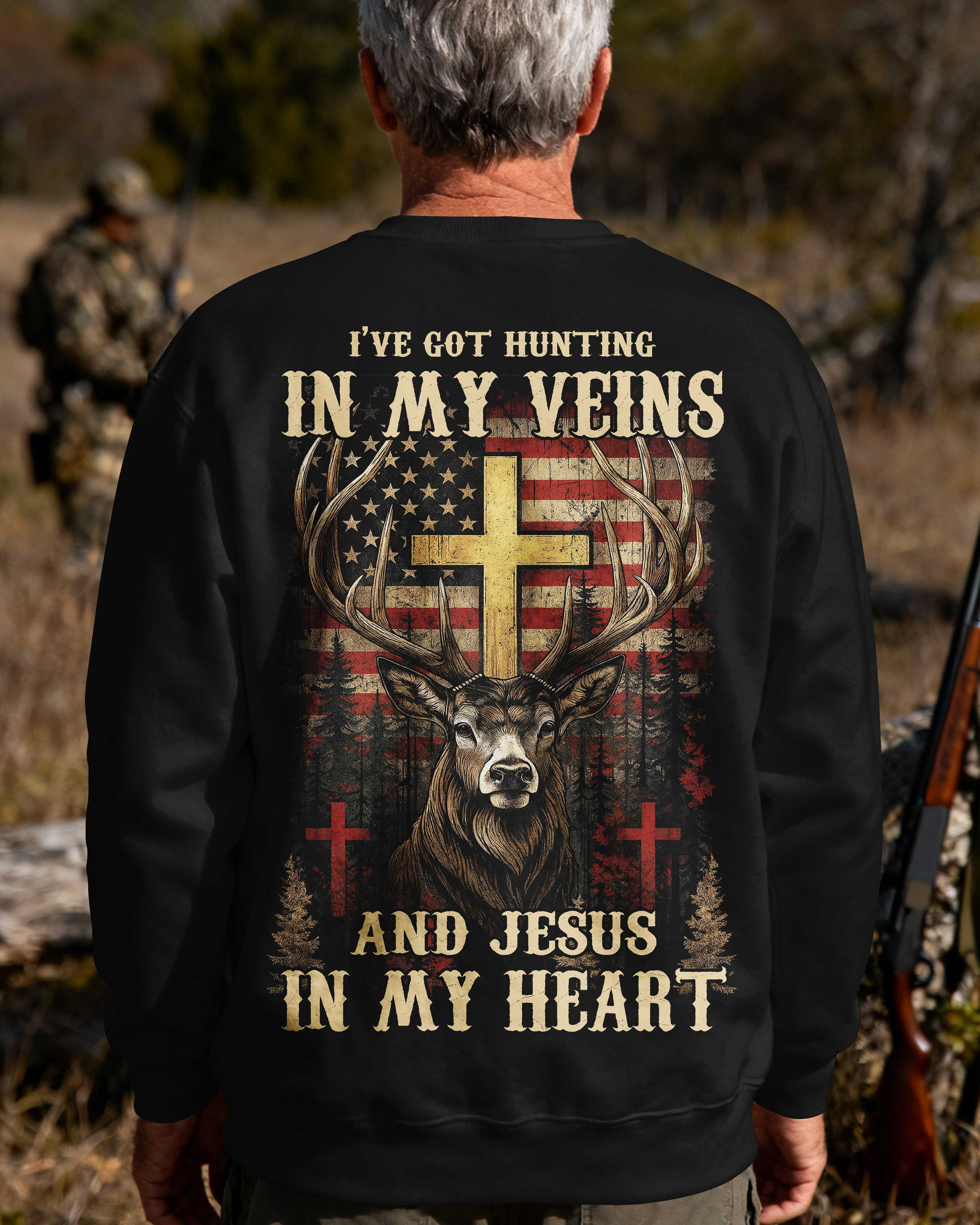 I've Got Hunting In My Veins And Jesus In My Heart All Over Print T-Shirt