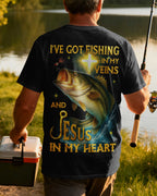 I've Got Fishing In My Veins And Jesus In My Heart All Over Print T-Shirt