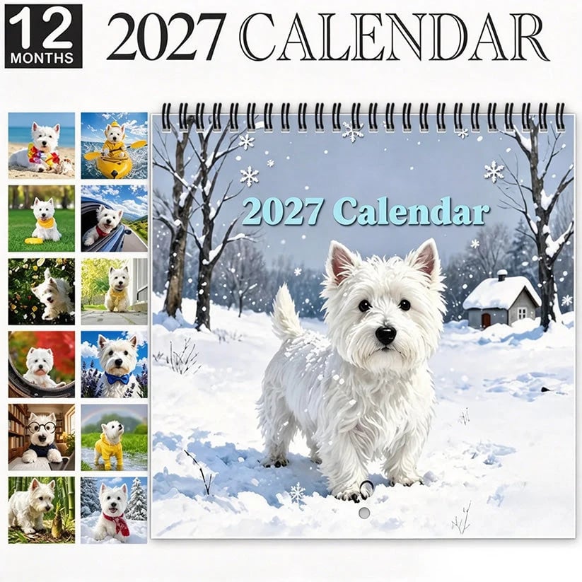 🐶 2027 West Highland White Terrier Calendar – 12 Months of Charming Dog Portraits & Happy Moments