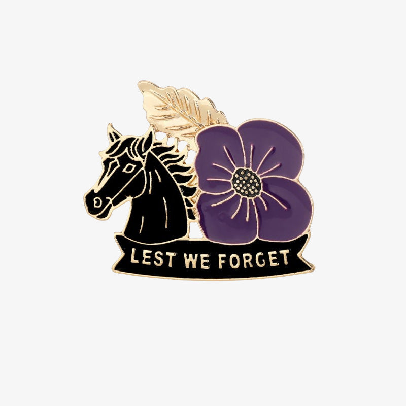 🌺🐎 Bold & Symbolic — Purple Poppy Horse Memorial Brooch