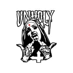 UNHOLY Nun with Crucifix on Forehead Graphic Casual Black Print T-shirt