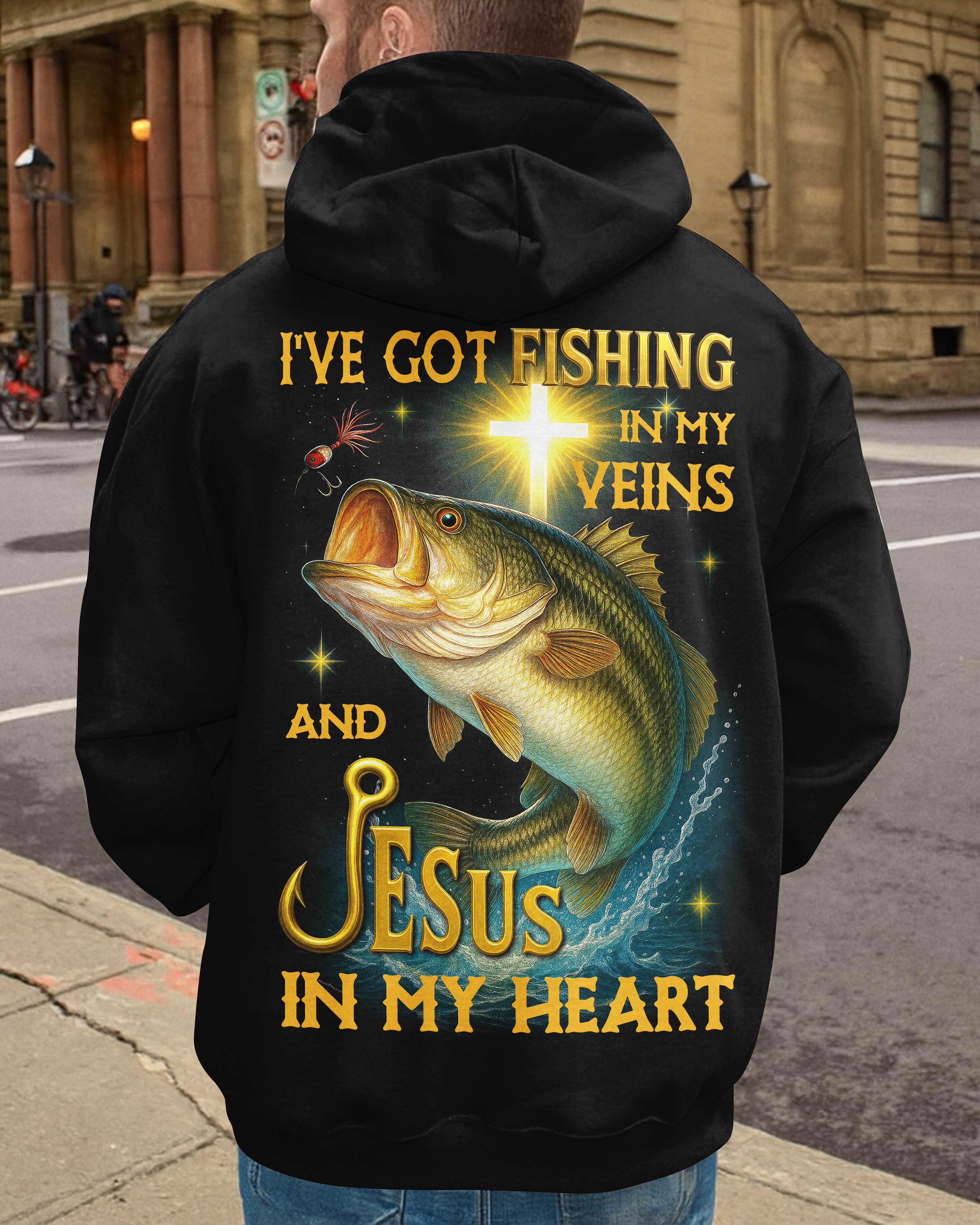 I've Got Fishing In My Veins And Jesus In My Heart All Over Print T-Shirt