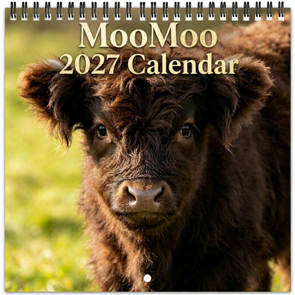 MooMoo 2027 Highland Cow Wall Calendar