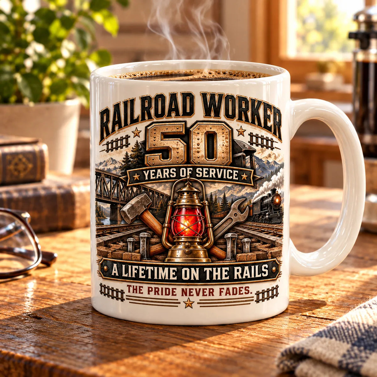 🚂Customized Commemorative Mugs for Railway Workers, Marking Years of Service