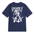 UNHOLY Nun with Crucifix on Forehead Graphic Casual Black Print T-shirt