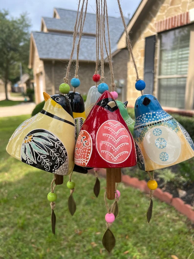 🐦Hand-Painted Ceramic Bird wind Chimes