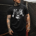 Skull with OK Pattern Graphic Casual Black Print T-shirt