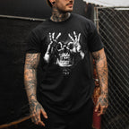 Skull with OK Pattern Graphic Casual Black Print T-shirt