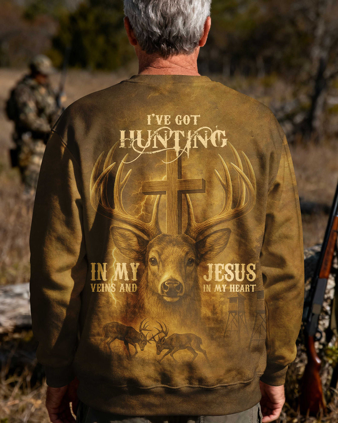 I've Got Hunting In My Veins And Jesus In My Heart All Over Print T-Shirt