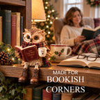 🦉📚 Owl Figurine — Bookish Charm with Glasses, Book & Cozy Details