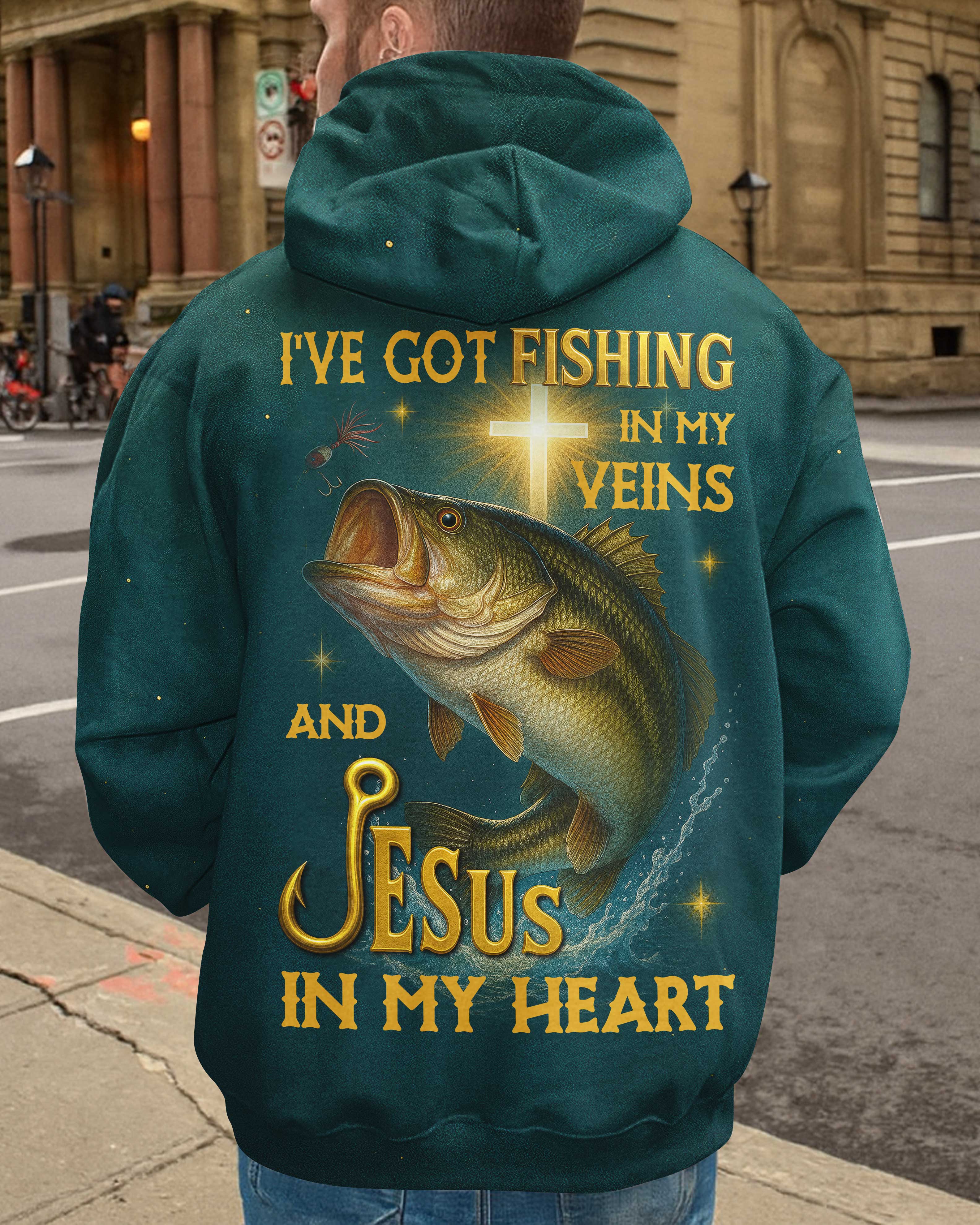 I've Got Fishing In My Veins And Jesus In My Heart All Over Print T-Shirt