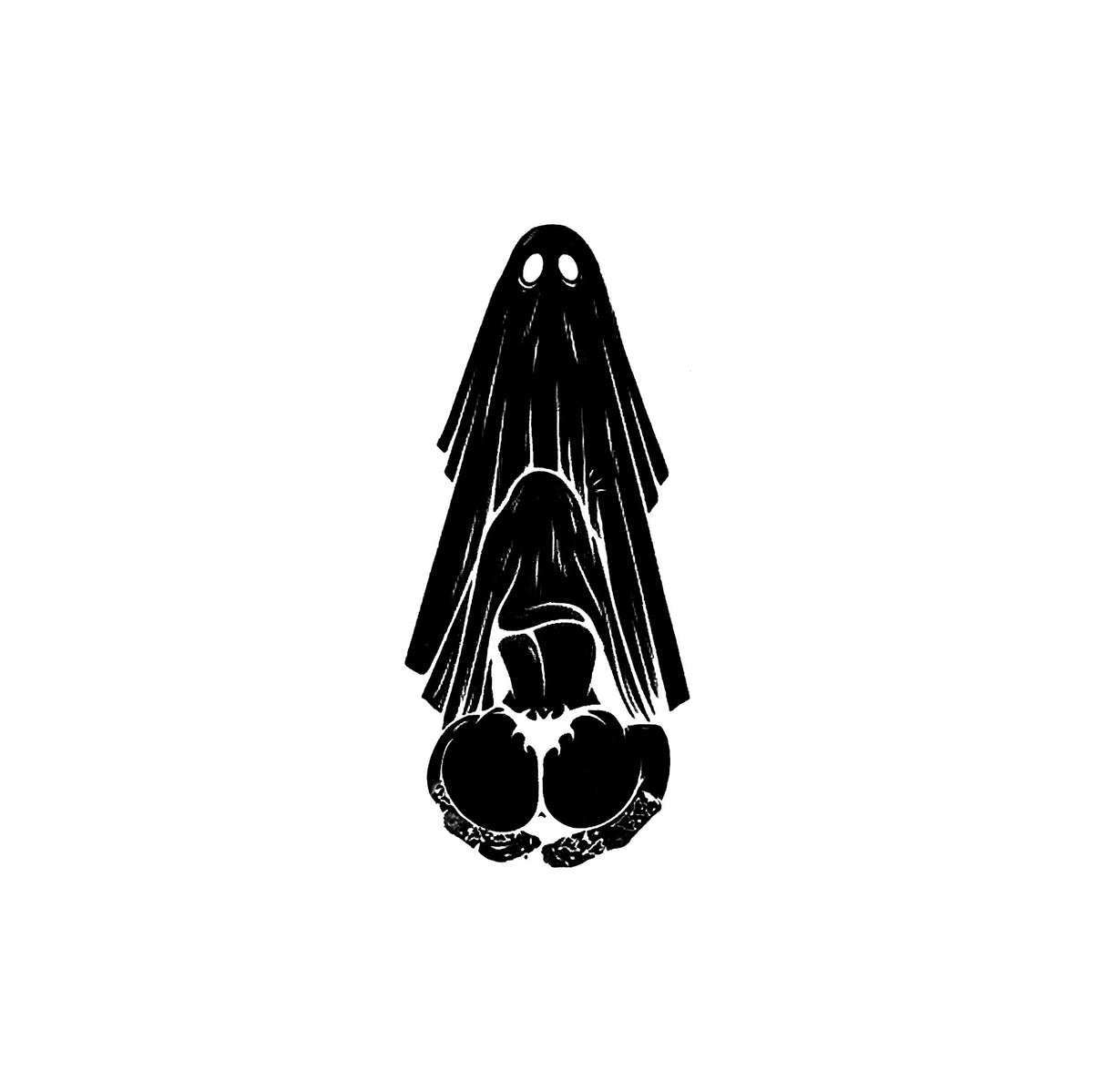 Oral Sex with Ghost Dirty Love Casual Black and White Print T-shirt