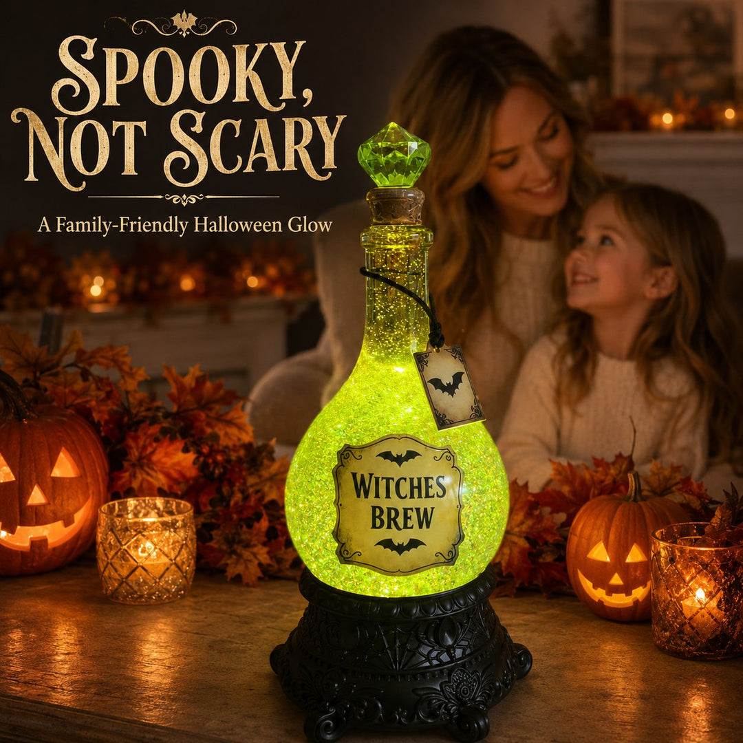 Lighted Witches' Brew Poison Bottle Glitter Globe
