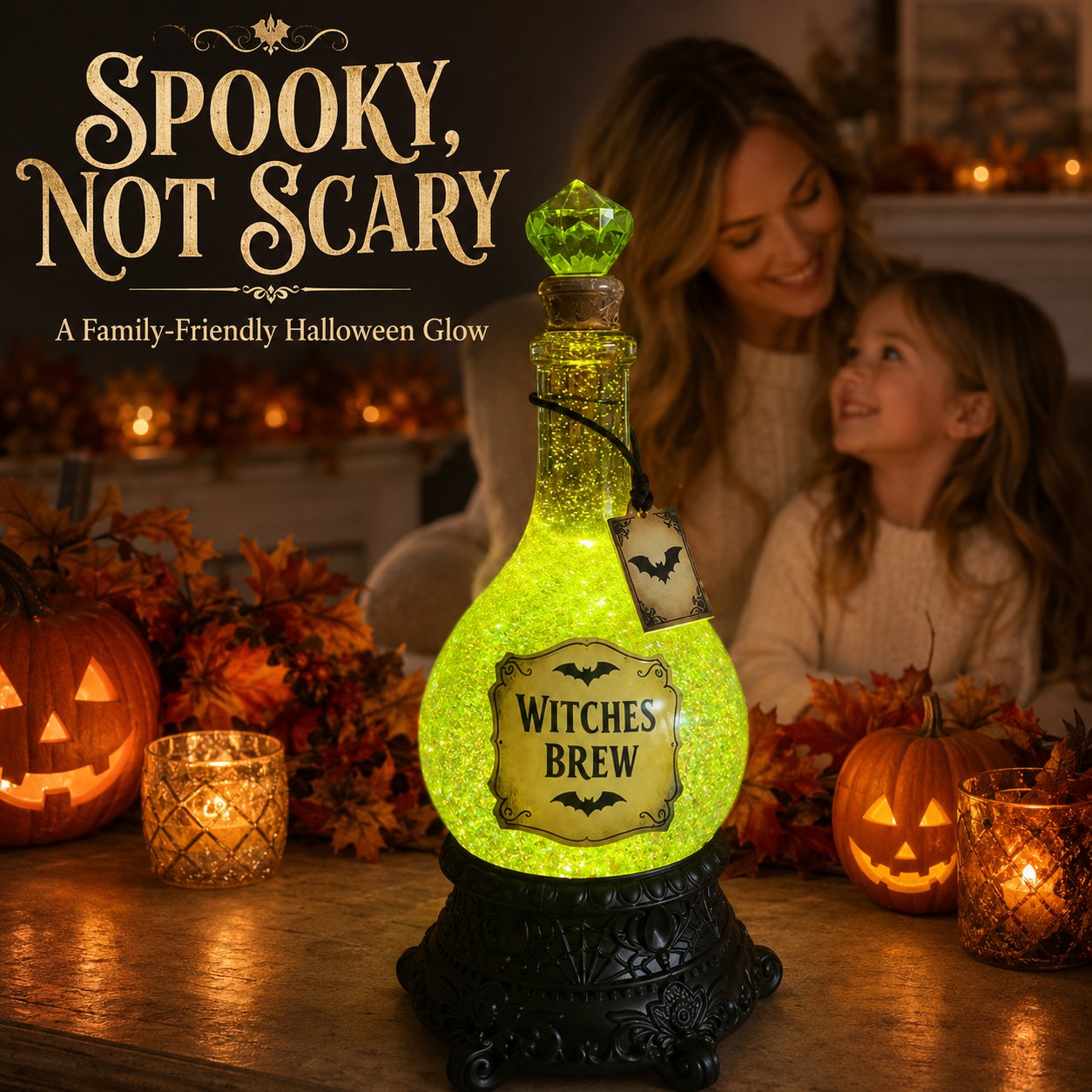 Lighted Witches' Brew Poison Bottle Glitter Globe