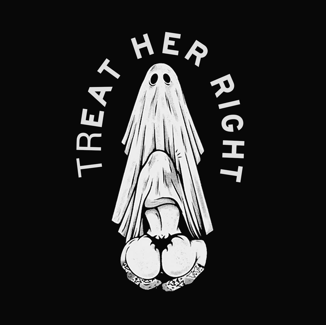 TREAT HER RIGHT Sexy Lady Ghost Graphic Casual Black Print T-shirt