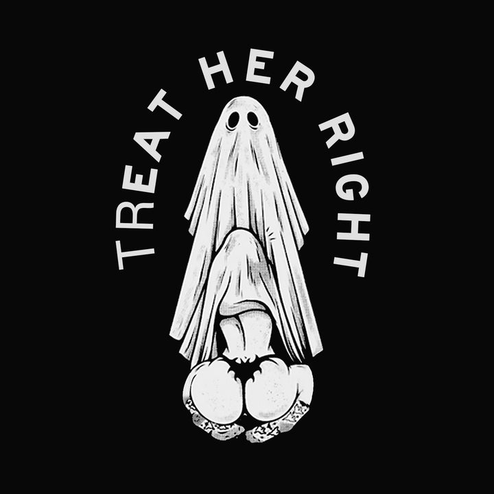 TREAT HER RIGHT Sexy Lady Ghost Graphic Casual Black Print T-shirt