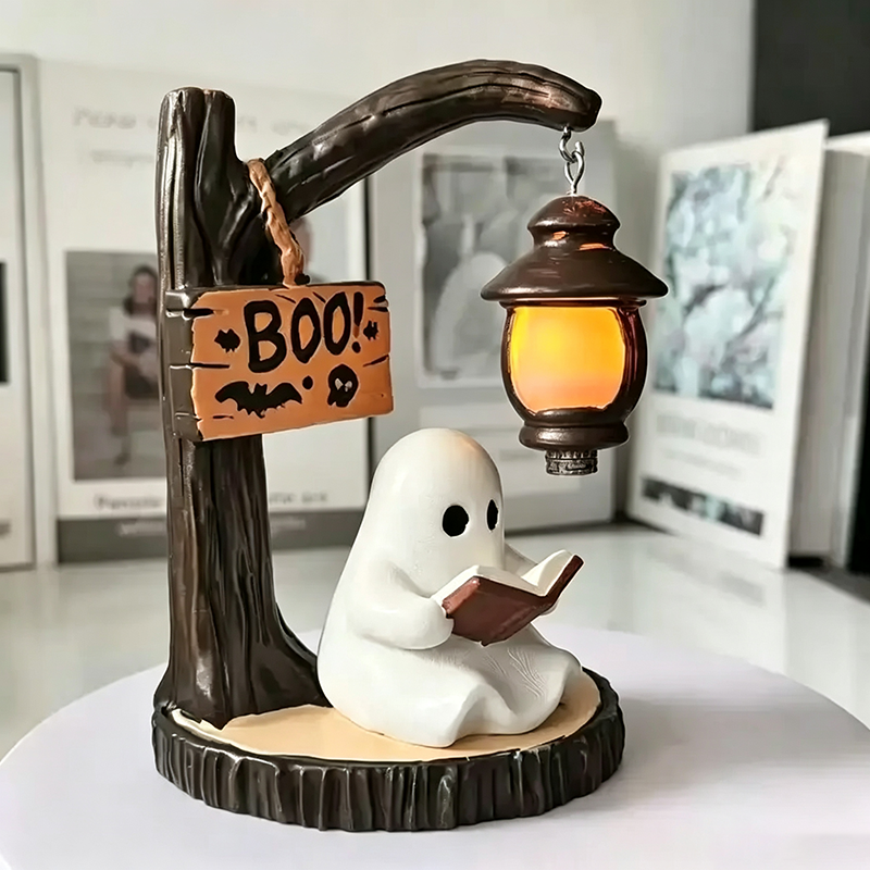 Witch and ghost tabletop lamp