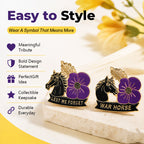🌺🐎 Bold & Symbolic — Purple Poppy Horse Memorial Brooch