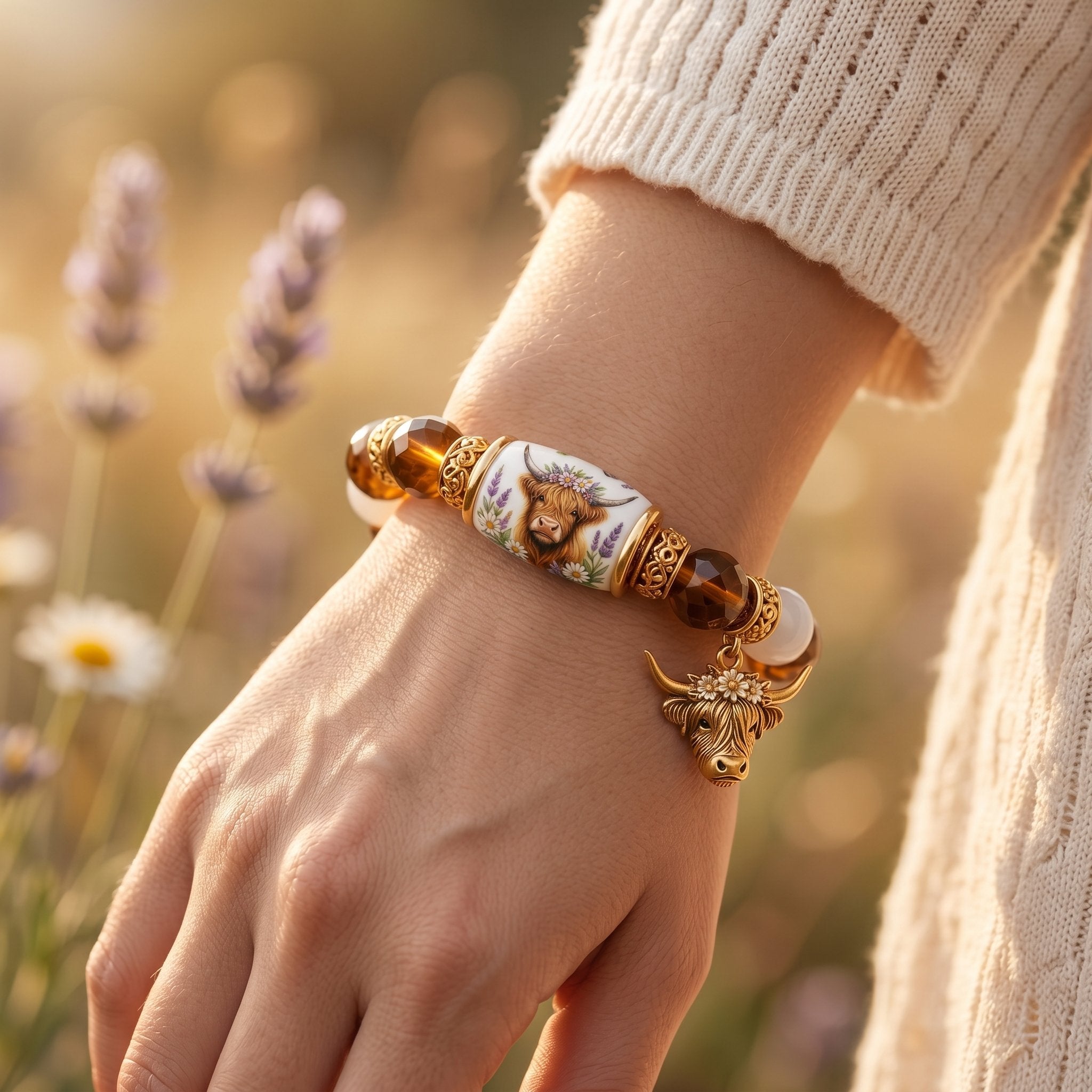 💖Handmade Highland Cow Blessing Bracelet
