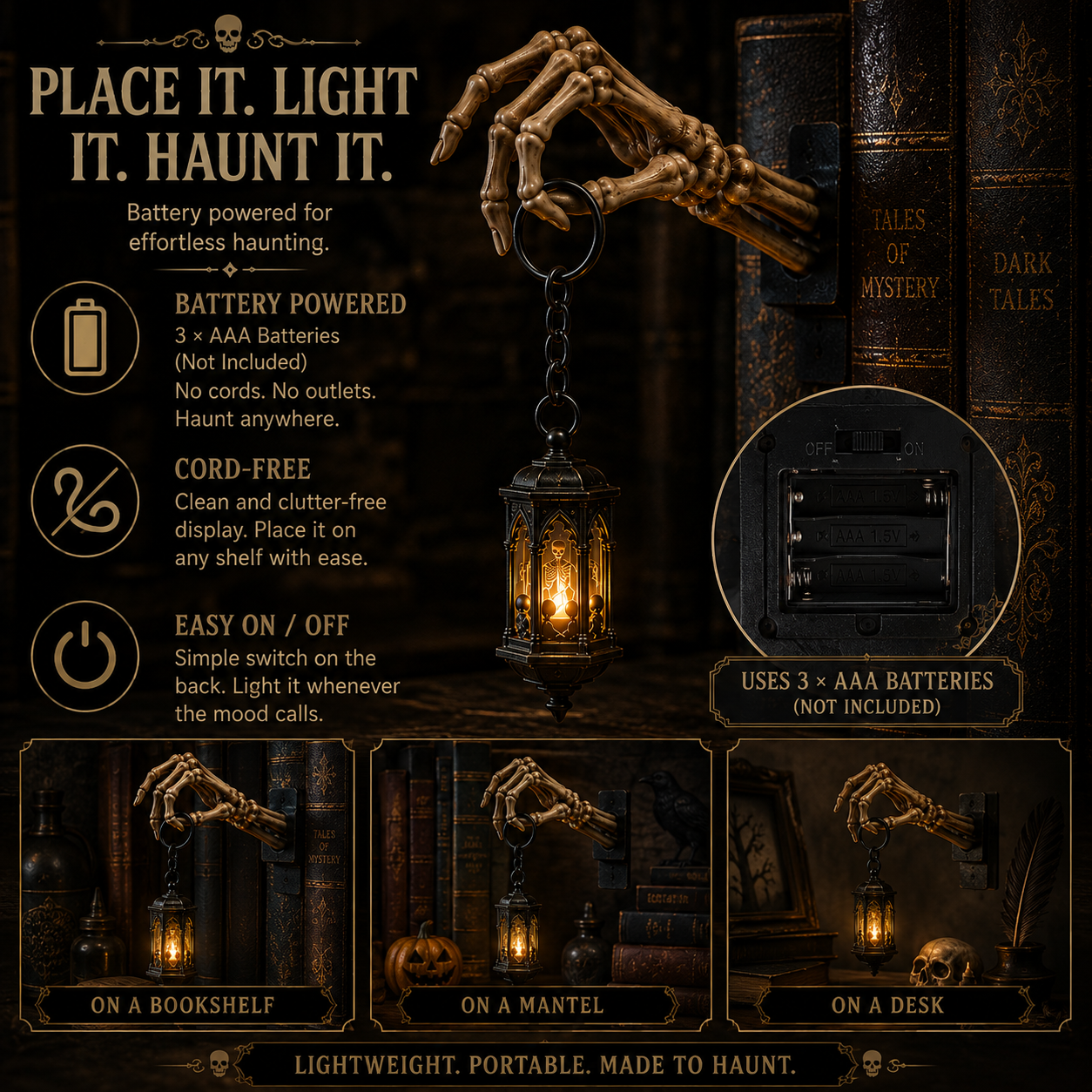 💀Skeleton Hand Lantern Shelf Light