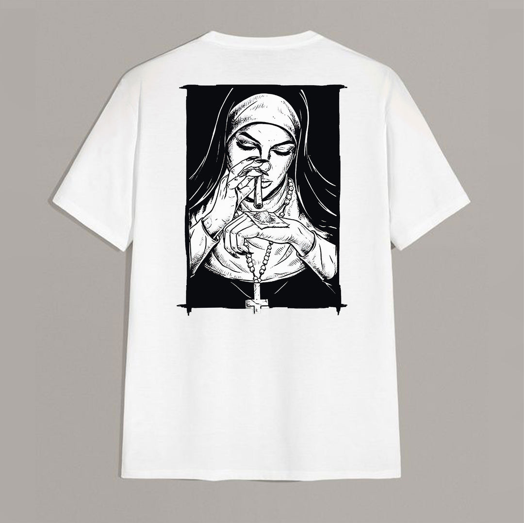 Bad Religious Nun Graphic Casual Black Print T-shirt