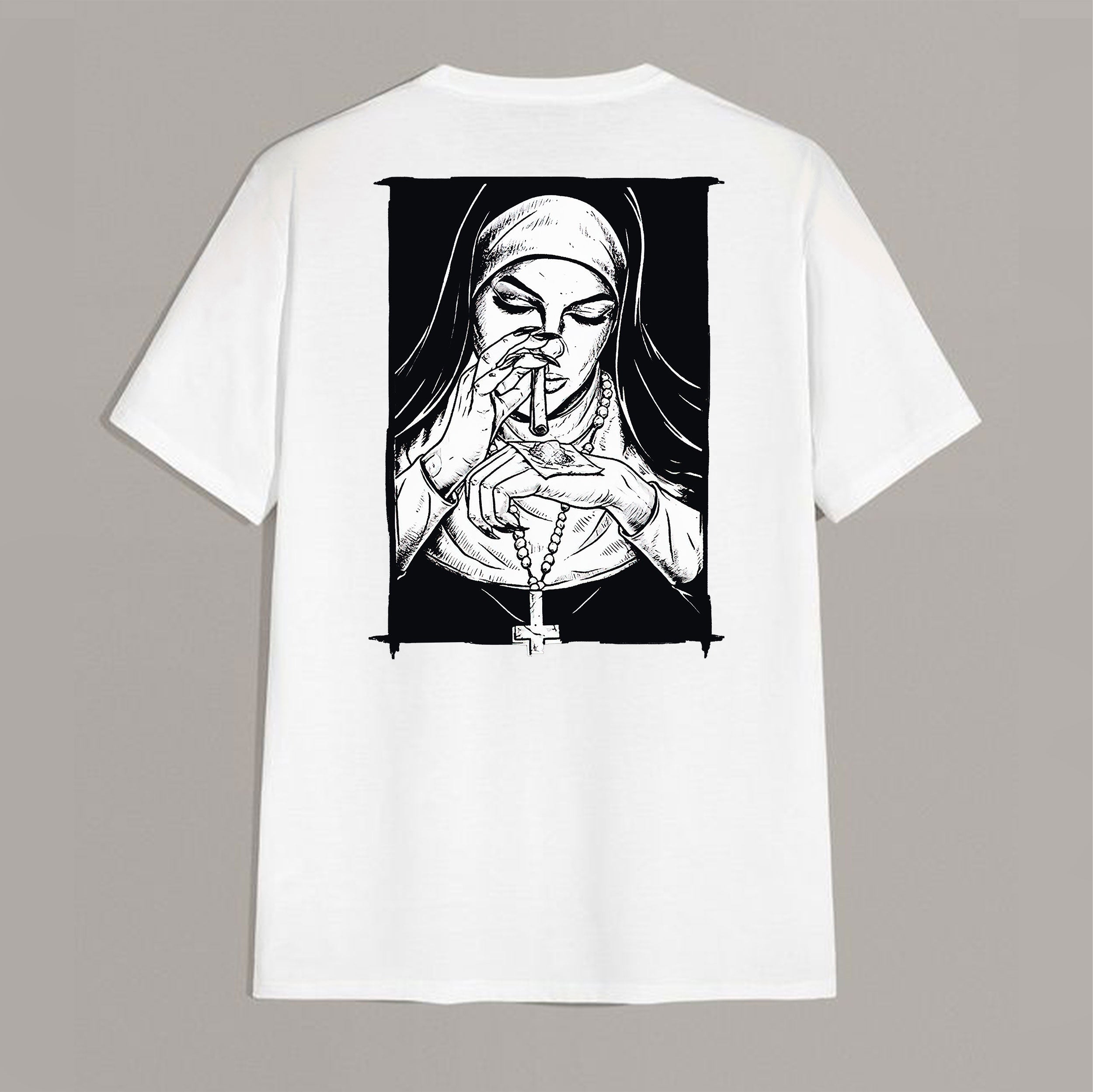 Bad Religious Nun Graphic Casual Black Print T-shirt