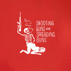 SHOOTING GUNS AND SPREADING BUNS Skull with Sexy Lady Print T-shirt