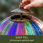 🎈🐦 Stained Glass Hot Air Balloon Bird Feeder — feed, sip, and perch all in one garden showpiece