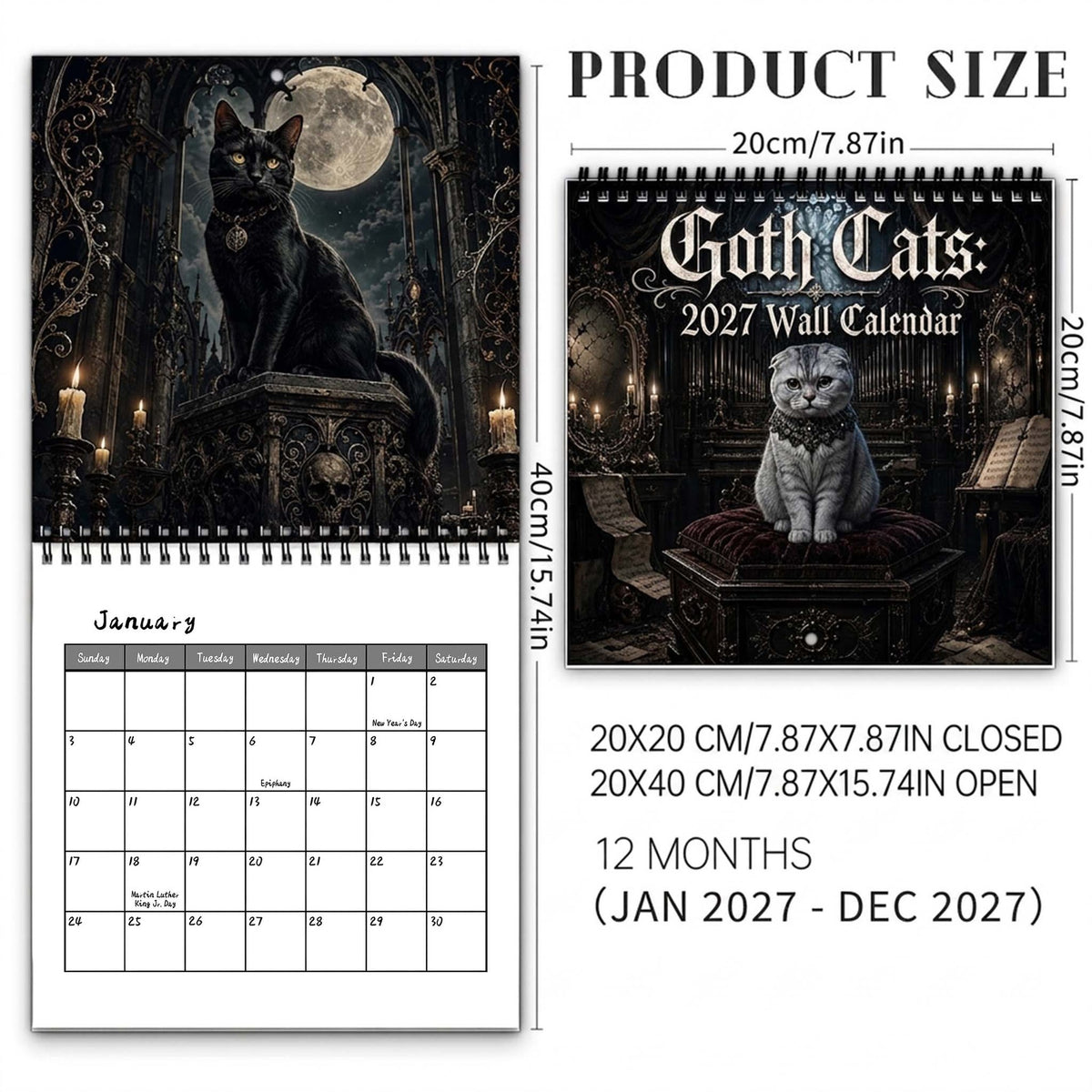 🐈‍⬛ Gothic Cats 2027 Wall Calendar