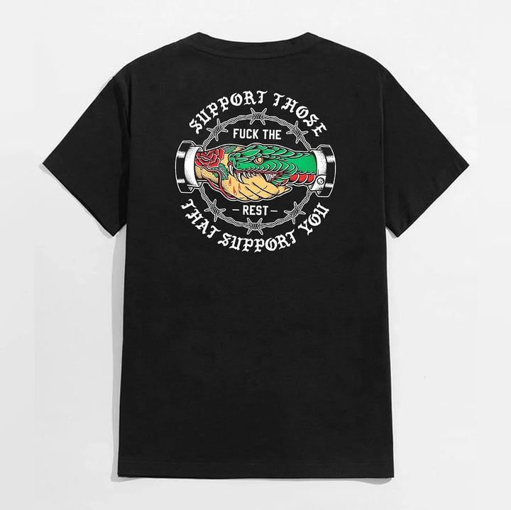 SUPPORT THOSE THAT SUPPORT YOU Snake Graphic Print T-shirt