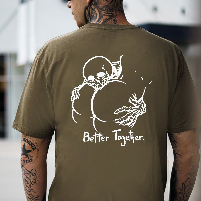 Better Together Skull and Butt Casual Graphic Print T-shirt