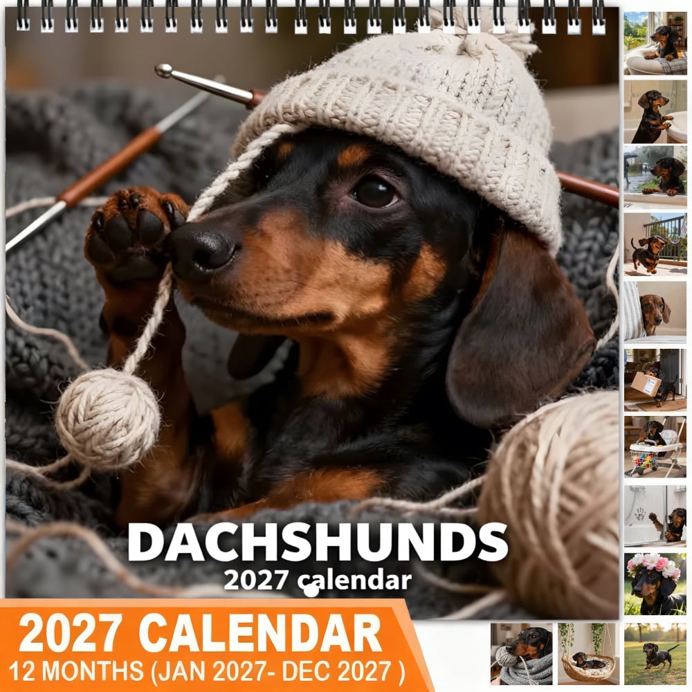 🐶 Dachshunds 2027 Wall Calendar – 12 Months of Adorable Dachshund Portraits & Playful Everyday Moments