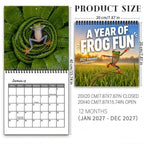 🐸 2027 Funny Frog Wall Calendar, 12-Month Spiral Planner With Notes