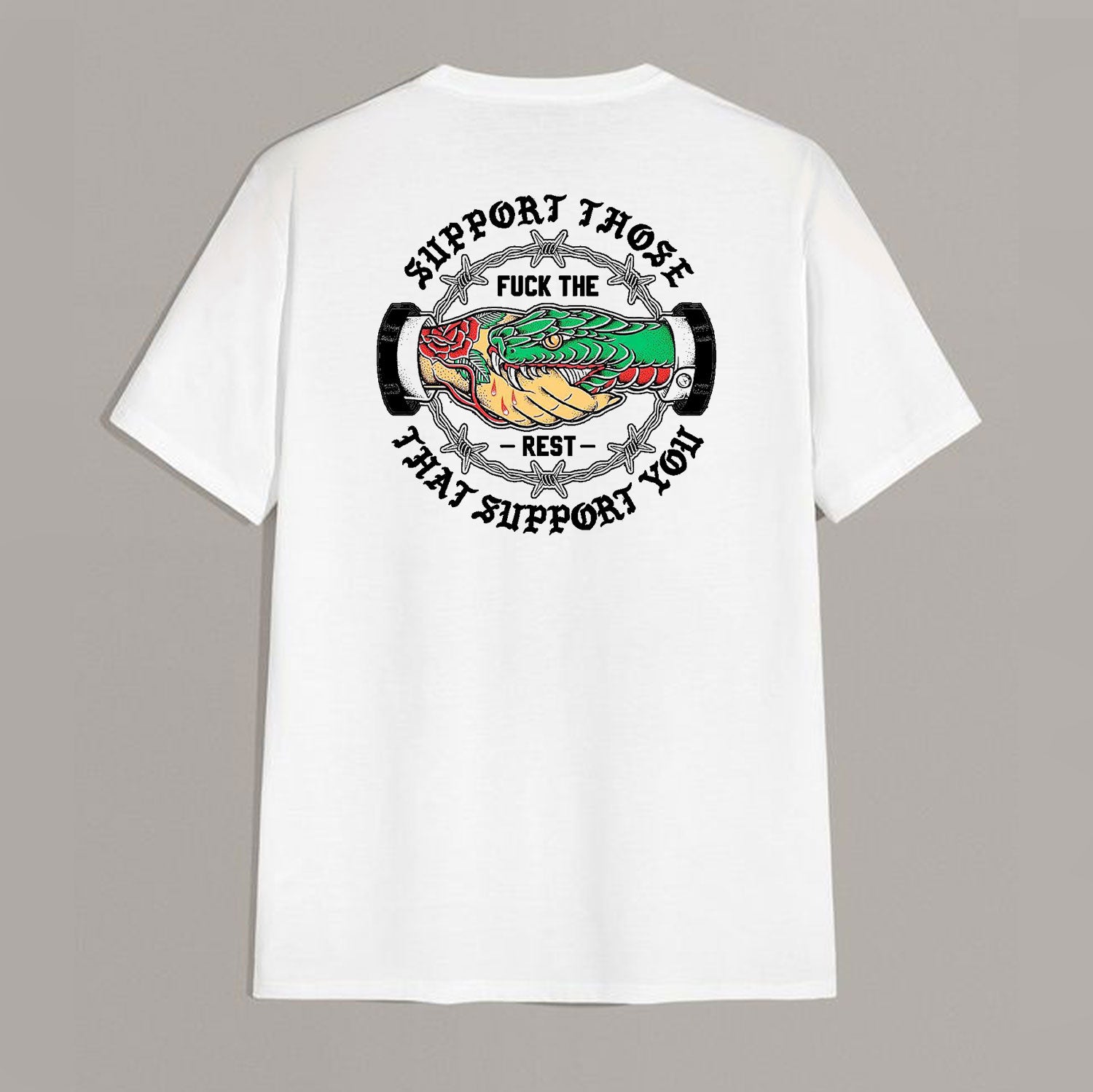 SUPPORT THOSE THAT SUPPORT YOU Snake Graphic Print T-shirt