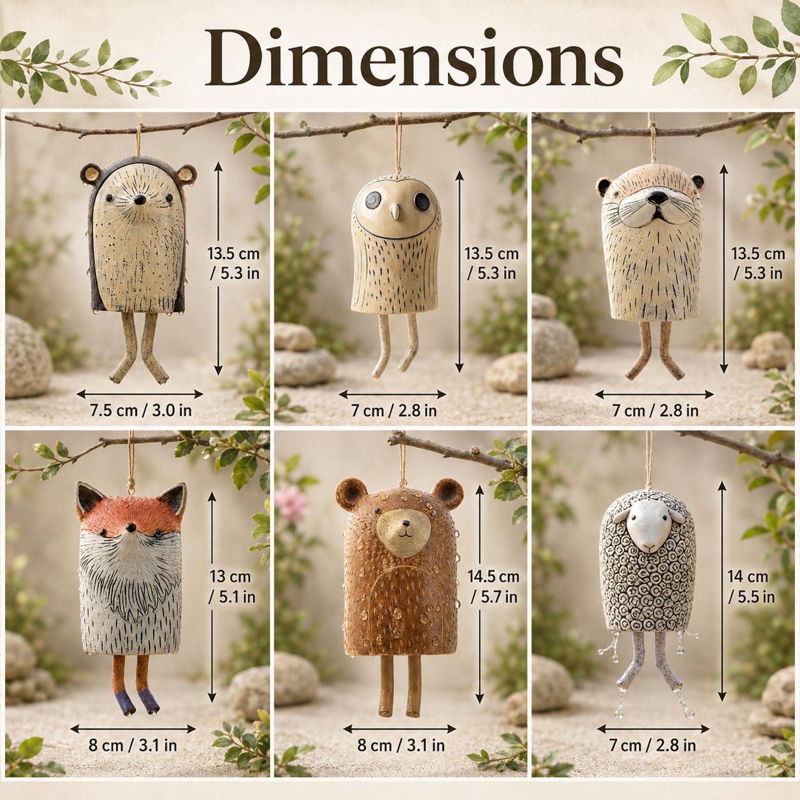 🎐Handmade Whimsical Animal Wind Chime Ornaments