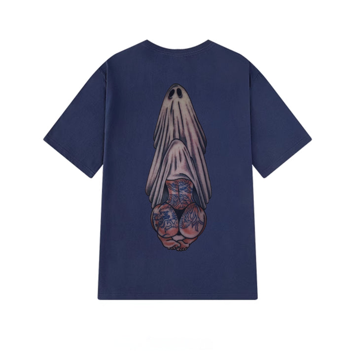 Oral Sex with Tattooed Ghost Dirty Love Black Print T-shirt