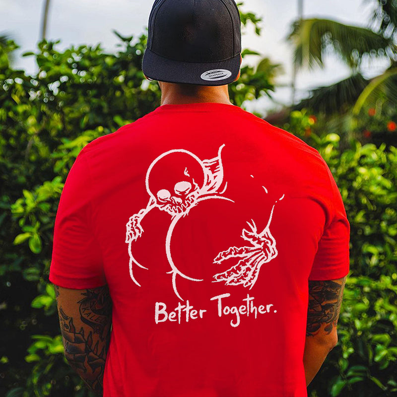 Better Together Skull and Butt Casual Graphic Print T-shirt