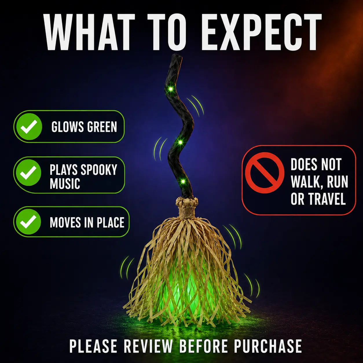 Dancing Magic Witch Broom Lantern