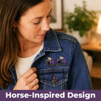🌺🐎 Bold & Symbolic — Purple Poppy Horse Memorial Brooch