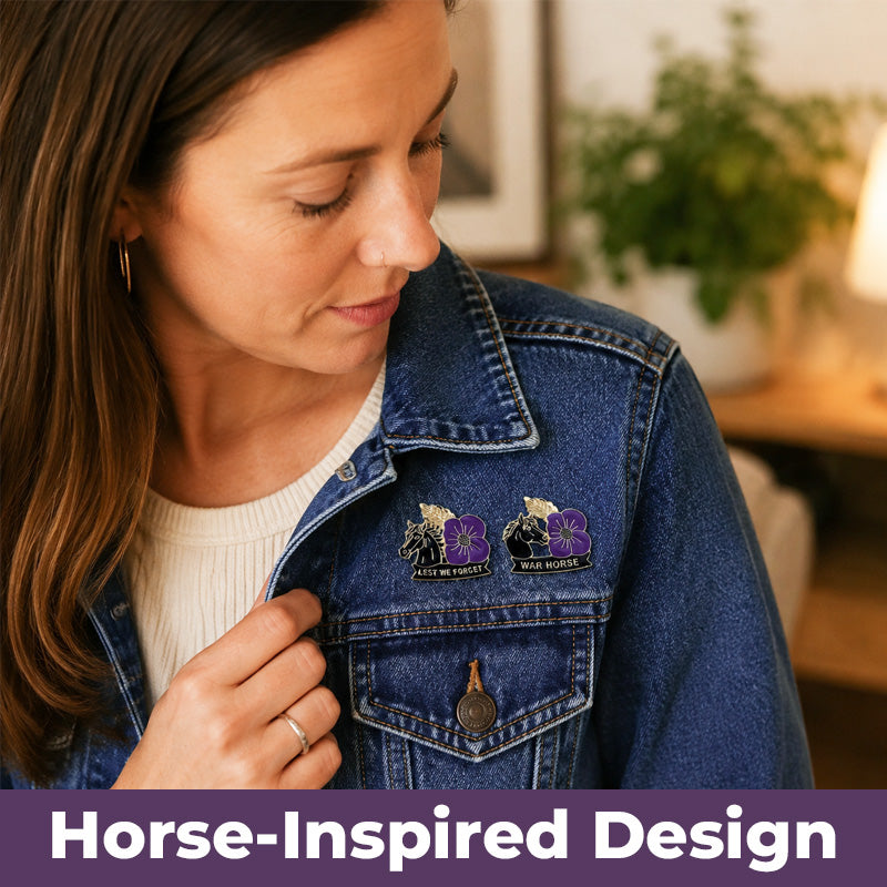 🌺🐎 Bold & Symbolic — Purple Poppy Horse Memorial Brooch