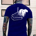 Skull Eat the Naked Ass in the Coffin Graphic Black Print T-shirt